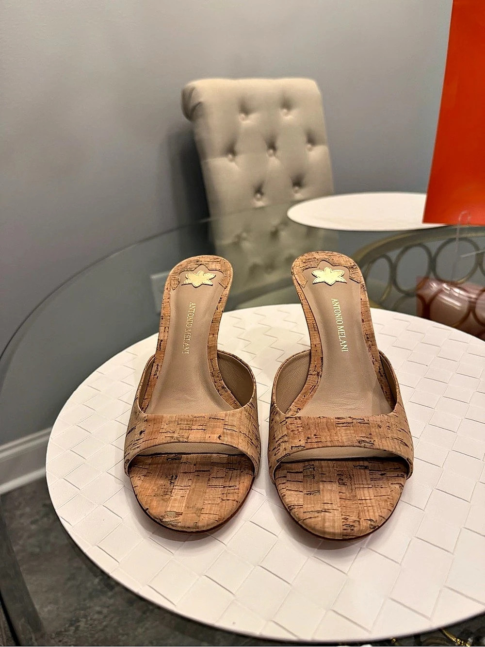 Antonio Melani Cork Print Peep Toe Heels US 9M